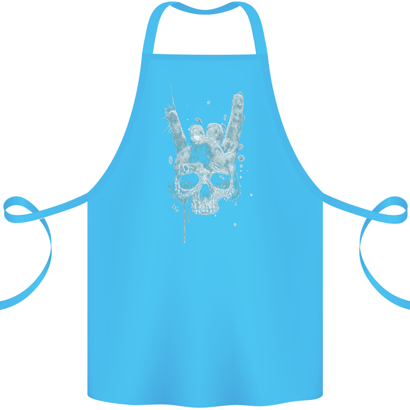 Rock n Roll Music Salute Skull Biker Gothic Cotton Apron 100% Organic Turquoise