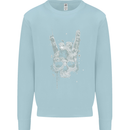 Rock n Roll Music Salute Skull Biker Gothic Kids Sweatshirt Jumper Light Blue