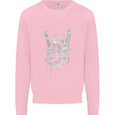 Rock n Roll Music Salute Skull Biker Gothic Kids Sweatshirt Jumper Light Pink