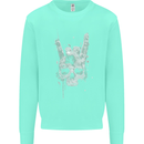 Rock n Roll Music Salute Skull Biker Gothic Kids Sweatshirt Jumper Peppermint