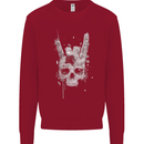 Rock n Roll Music Salute Skull Biker Gothic Kids Sweatshirt Jumper Red