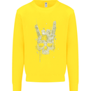 Rock n Roll Music Salute Skull Biker Gothic Kids Sweatshirt Jumper Yellow