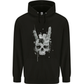 Rock n Roll Music Salute Skull Biker Gothic Mens 80% Cotton Hoodie Black