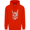 Rock n Roll Music Salute Skull Biker Gothic Mens 80% Cotton Hoodie Bright Red