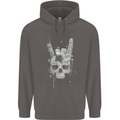 Rock n Roll Music Salute Skull Biker Gothic Mens 80% Cotton Hoodie Charcoal