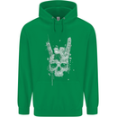 Rock n Roll Music Salute Skull Biker Gothic Mens 80% Cotton Hoodie Irish Green