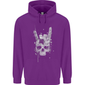 Rock n Roll Music Salute Skull Biker Gothic Mens 80% Cotton Hoodie Purple