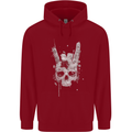 Rock n Roll Music Salute Skull Biker Gothic Mens 80% Cotton Hoodie Red