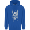 Rock n Roll Music Salute Skull Biker Gothic Mens 80% Cotton Hoodie Royal Blue