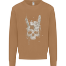 Rock n Roll Music Salute Skull Biker Gothic Mens Sweatshirt Jumper Caramel Latte