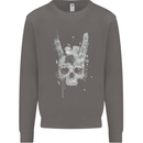 Rock n Roll Music Salute Skull Biker Gothic Mens Sweatshirt Jumper Charcoal
