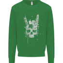 Rock n Roll Music Salute Skull Biker Gothic Mens Sweatshirt Jumper Irish Green
