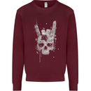 Rock n Roll Music Salute Skull Biker Gothic Mens Sweatshirt Jumper Maroon