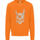 Rock n Roll Music Salute Skull Biker Gothic Mens Sweatshirt Jumper Orange
