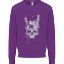 Rock n Roll Music Salute Skull Biker Gothic Mens Sweatshirt Jumper Purple