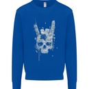 Rock n Roll Music Salute Skull Biker Gothic Mens Sweatshirt Jumper Royal Blue