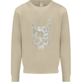 Rock n Roll Music Salute Skull Biker Gothic Mens Sweatshirt Jumper Sand