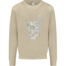 Rock n Roll Music Salute Skull Biker Gothic Mens Sweatshirt Jumper Sand
