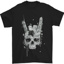 Rock n Roll Music Salute Skull Biker Gothic Mens T-Shirt Cotton Gildan Black