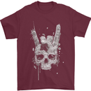 Rock n Roll Music Salute Skull Biker Gothic Mens T-Shirt Cotton Gildan Maroon