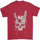 Rock n Roll Music Salute Skull Biker Gothic Mens T-Shirt Cotton Gildan Red