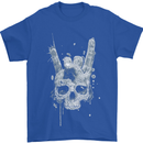 Rock n Roll Music Salute Skull Biker Gothic Mens T-Shirt Cotton Gildan Royal Blue