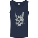 Rock n Roll Music Salute Skull Biker Gothic Mens Vest Tank Top Navy Blue