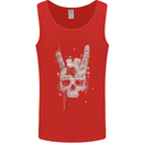 Rock n Roll Music Salute Skull Biker Gothic Mens Vest Tank Top Red