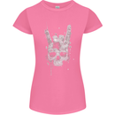 Rock n Roll Music Salute Skull Biker Gothic Womens Petite Cut T-Shirt Azalea
