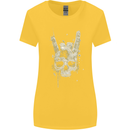 Rock n Roll Music Salute Skull Biker Gothic Womens Wider Cut T-Shirt Yellow