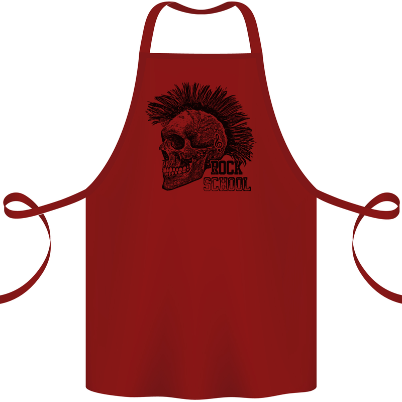Rock n Roll Music School Skull Guitar Cotton Apron 100% Organic Maroon