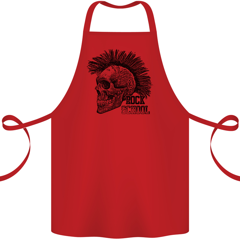 Rock n Roll Music School Skull Guitar Cotton Apron 100% Organic Red