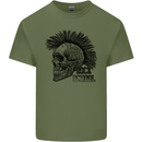 Rock n Roll Music School Skull Guitar Mens Cotton T-Shirt Tee Top Military Green