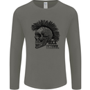 Rock n Roll Music School Skull Guitar Mens Long Sleeve T-Shirt Charcoal