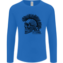 Rock n Roll Music School Skull Guitar Mens Long Sleeve T-Shirt Royal Blue