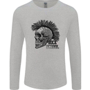 Rock n Roll Music School Skull Guitar Mens Long Sleeve T-Shirt Sports Grey