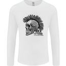 Rock n Roll Music School Skull Guitar Mens Long Sleeve T-Shirt White