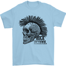 Rock n Roll Music School Skull Guitar Mens T-Shirt Cotton Gildan Light Blue