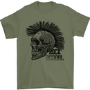 Rock n Roll Music School Skull Guitar Mens T-Shirt Cotton Gildan Military Green
