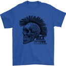 Rock n Roll Music School Skull Guitar Mens T-Shirt Cotton Gildan Royal Blue