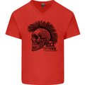 Rock n Roll Music School Skull Guitar Mens V-Neck Cotton T-Shirt Red