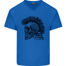 Rock n Roll Music School Skull Guitar Mens V-Neck Cotton T-Shirt Royal Blue
