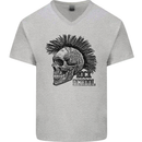 Rock n Roll Music School Skull Guitar Mens V-Neck Cotton T-Shirt Sports Grey