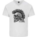 Rock n Roll Music School Skull Guitar Mens V-Neck Cotton T-Shirt White