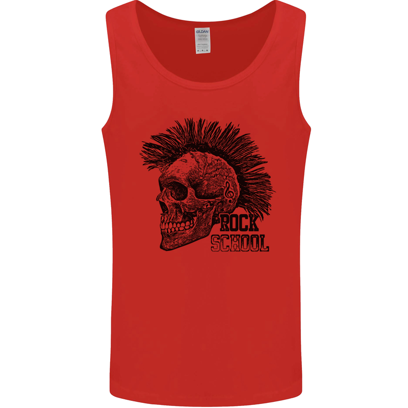 Rock n Roll Music School Skull Guitar Mens Vest Tank Top Red