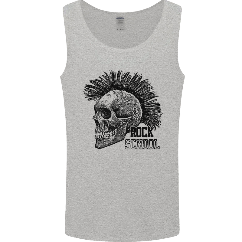 Rock n Roll Music School Skull Guitar Mens Vest Tank Top Sports Grey
