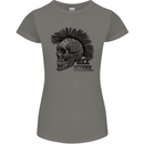 Rock n Roll Music School Skull Guitar Womens Petite Cut T-Shirt Charcoal