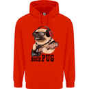Rock n Roll Pug Funny Guitar Heavy Metal Childrens Kids Hoodie Bright Red