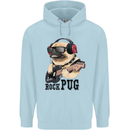 Rock n Roll Pug Funny Guitar Heavy Metal Childrens Kids Hoodie Light Blue