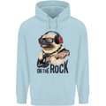 Rock n Roll Pug Funny Guitar Heavy Metal Childrens Kids Hoodie Light Blue